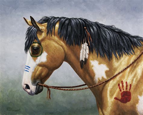 Buckskin Native American War Horse Painting By Crista Forest