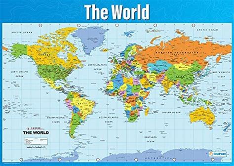 Daydream Education Mappa Del Mondo Poster Geografico Carta Lucida