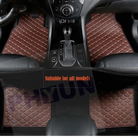 4pc Black Pu Leather Car Floor Mats Front Rear Liner Weather Set Car