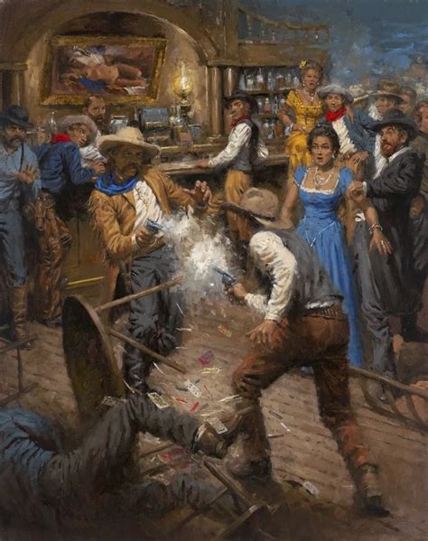 Saloon Shootout Cowboy Artwork Western Gunslinger Art Western Artist