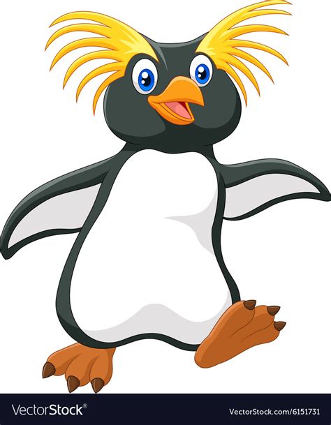 Happy Cartoon Penguin Rockhopper Cartoon Vector Image