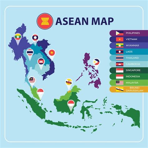 Mapa De La Asean Vector Premium