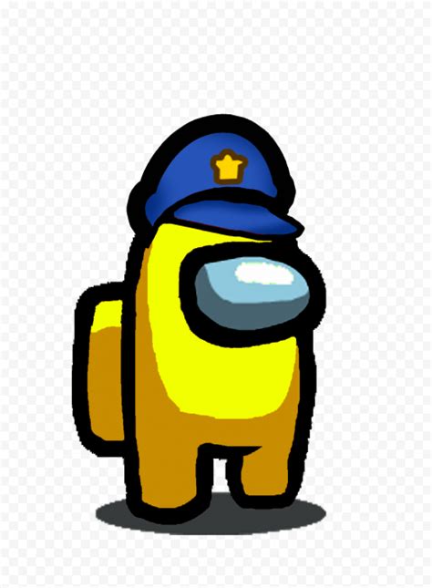 Hd Yellow Among Us Crewmate Character With Police Hat Png Citypng