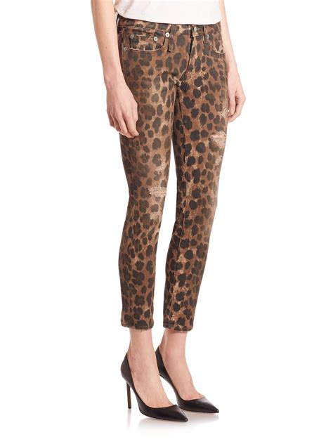 R Kate Leopard Print Skinny Jeans In Brown Lyst