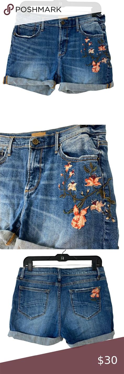 Driftwood Womens Jill Mid Rise Embroidered Denim Shorts Size 28 Floral