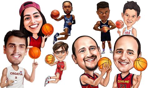 Basketball Caricatures Hand Drawn From Photos