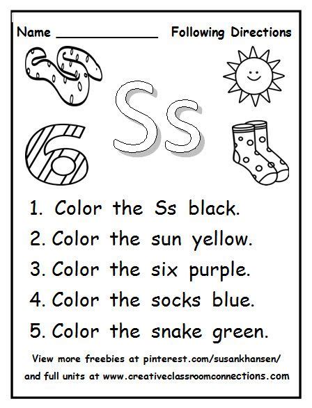 Following Directions Worksheets For First Grade