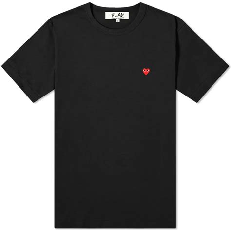 Comme Des Garcons Play Womens Little Red Heart T Shirt Black End