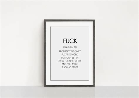 Fuck Definition Print Definition Wall Print Noun Print Rude Etsy