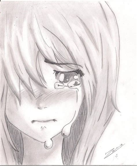 Sad Anime Girl Drawing Outline