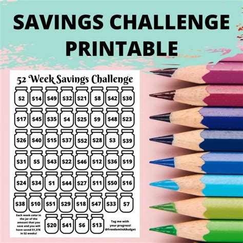 Money Saving Challenge Printable 52 Week Savings Challenge Etsy