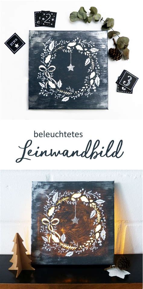 Selber, machen, basteln, diy, ideen, anleitung, selbermachen, ines felix, beleuchtet, bild, ikea, sprüche, freebie. Beleuchtetes Weihnachtsbild auf Leinwand | Weihnachtsdeko ...