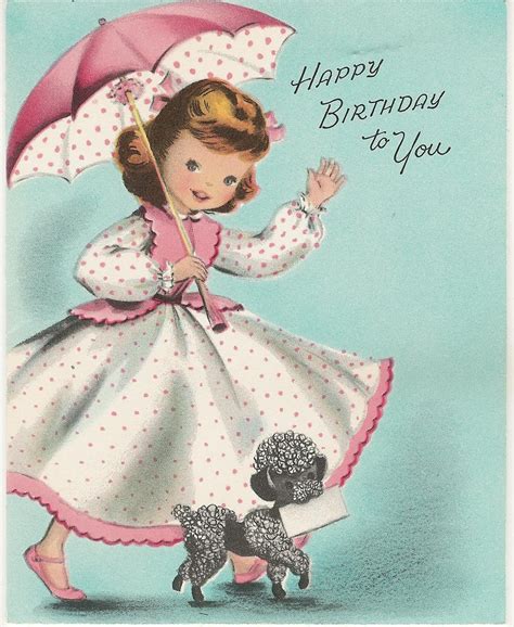 Adorable Card With Polka Dot Dress And A Black Poodle Happy Birthday