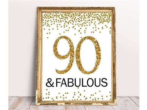 90th Birthday 90 And Fabulous Cheers To 90 Years Happy 90th Etsy
