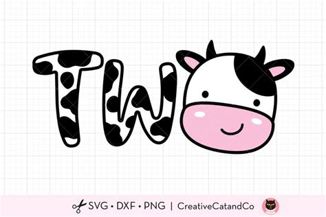 Cow Two Birthday Baby Cow Face 2nd Birthday SVG PNG