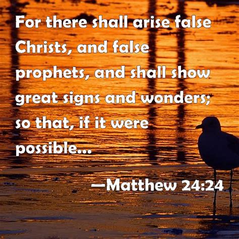 Matthew 2424 For There Shall Arise False Christs And False Prophets
