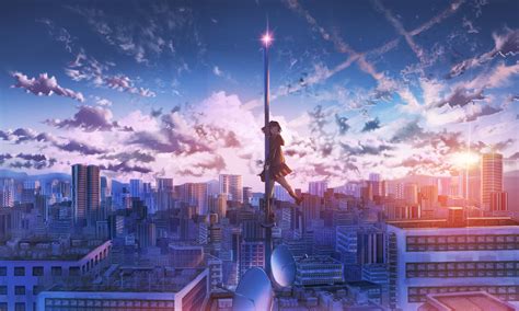 Anime Girl City Building Height 4k Hd Anime 4k Wallpapers Images