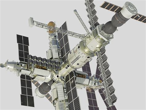 Mir Space Station 3d Model 69 Obj Fbx Stl Dae Blend Free3d