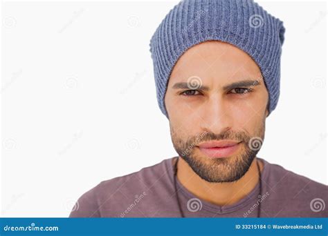Serious Man Wearing Beanie Hat Stock Photo Image Of Adult Hipster