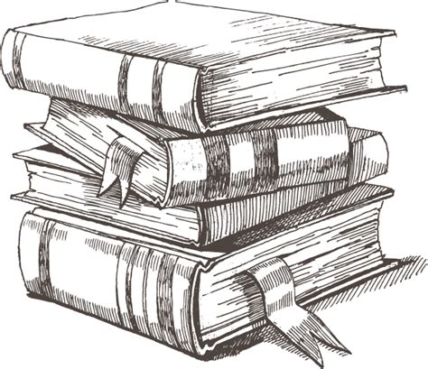 Stack Of Books Illustration Drawing Engraving Ink Line Art