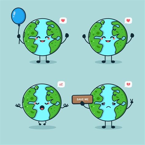 Premium Vector Cute Earth Cartoon Illustration