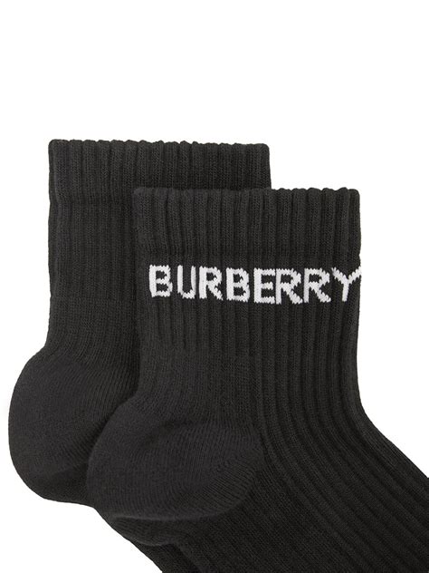 Burberry Black Intarsia Logo Ankle Socks Modesens