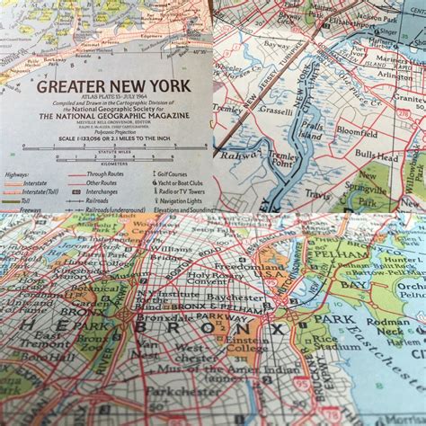 Greater New York And Tourist Manhattan Vintage Map Made For Etsy Map