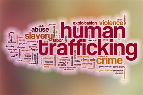 Human Trafficking Word Cloud With Abstract Background Heart Of Longmont