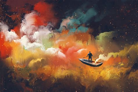 1920x1080 Artistic Cloud Boat Outer Space Floating 4k Laptop Full Hd