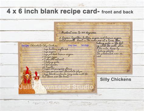 Chicken Recipe Cards Silly Chickens
