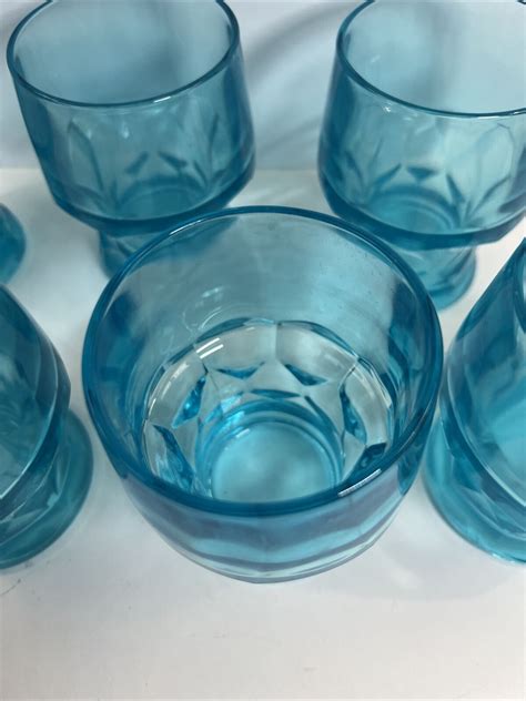 Hazel Atlas Capri Blue Georgian Oz Flat Tumbler Glasses Ebay