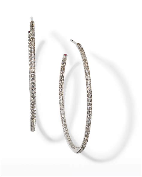 Roberto Coin 45mm White Gold Diamond Hoop Earrings 1 4ct Neiman Marcus