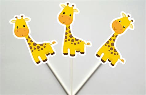 Giraffe Cupcake Toppers Jungle Cupcake Toppers Safari Etsy