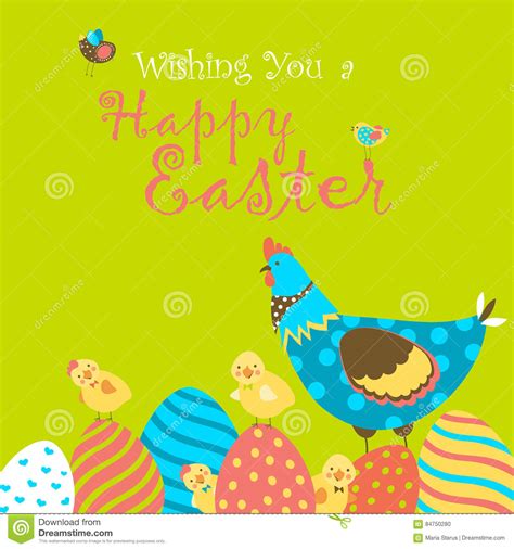 Bunnieschicken And Easter Eggs Stock Vector Illustration Of Festive