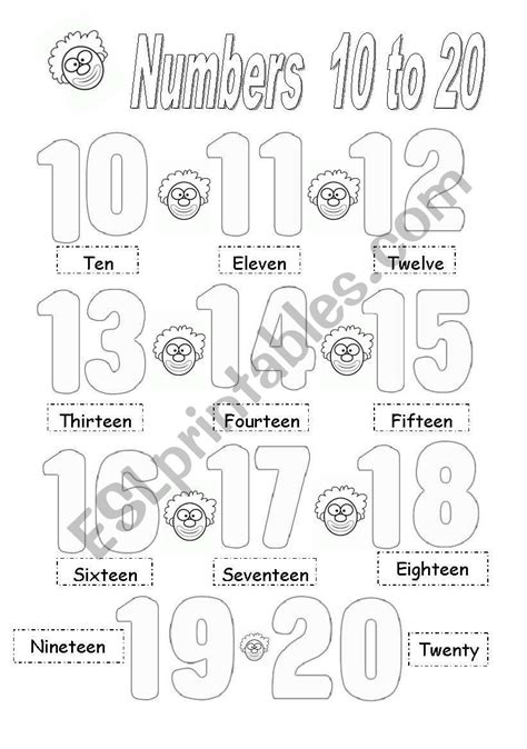 Numbers From 10 To 20 Worksheet