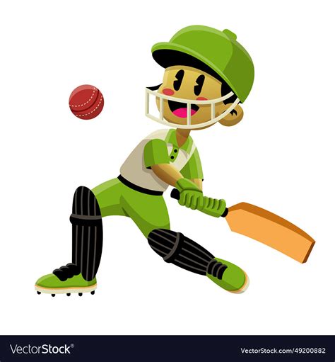 Cartoon Cricket Boy Athlete Royalty Free Vector Image