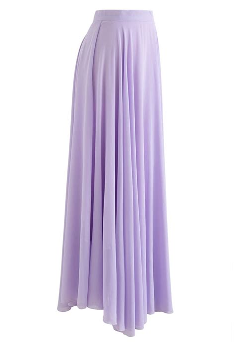Timeless Favorite Chiffon Maxi Skirt In Lilac Retro Indie And Unique Fashion