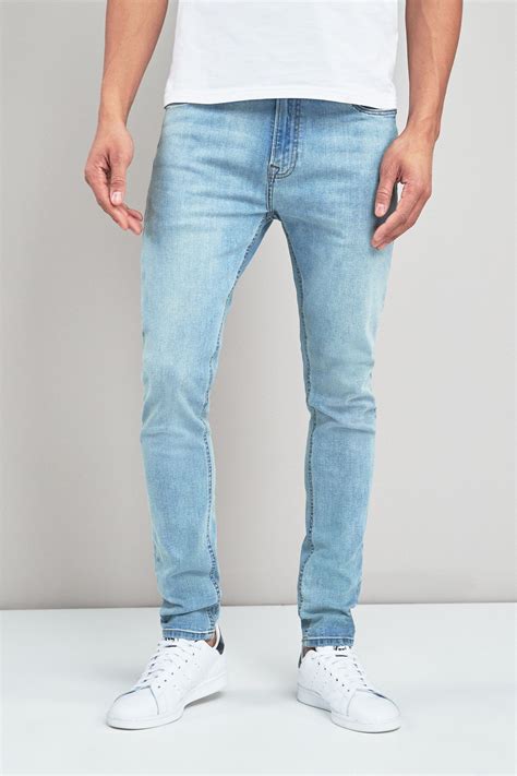 Mens Next Light Blue Super Skinny Fit Jeans With Stretch Blue Jeans