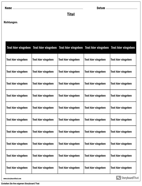 Zeigen sie innerhalb der koordinatenleisten mit der maus auf die trennlinien zwischen spalten und zeilen, verwandelt sich der cursour in ein kreuz mit. Tabelle - 6 Spalten, 10 Zeilen Storyboard von de-examples