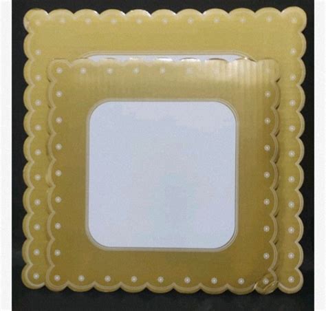 10x10 Inches Square Cake Board Gold Scallop Corrugated X10 Pcs