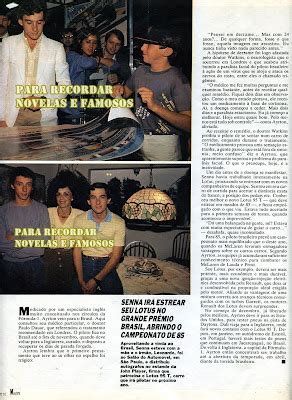 Para Recordar Novelas E Famosos Ayrton Senna Um Susto Na Reta Da Vit Ria