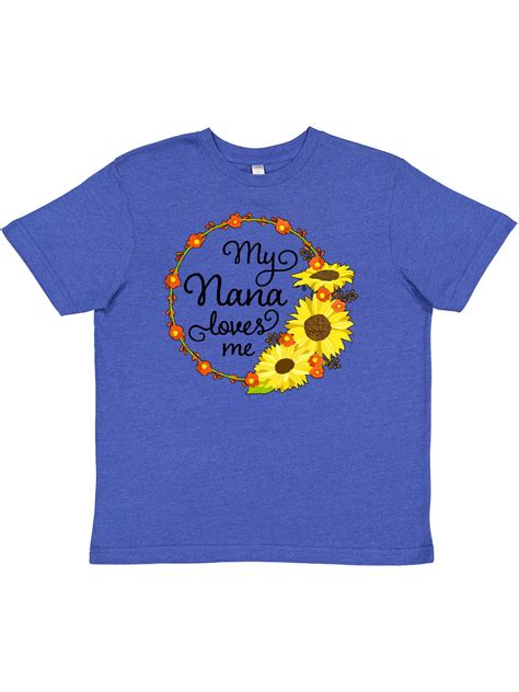 Inktastic My Nana Loves Me With Sunflower Wreath Youth T Shirt