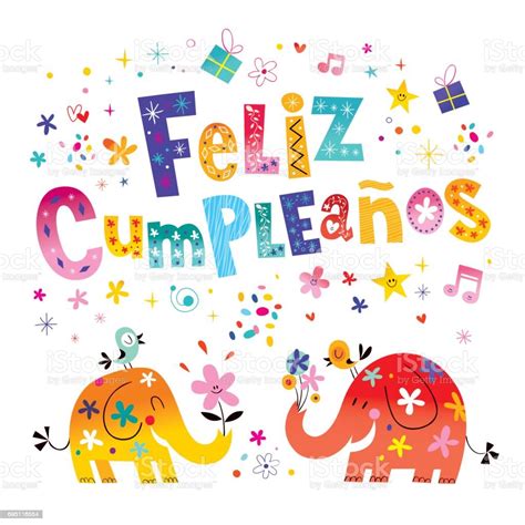 Feliz Cumpleanos Happy Birthday In Spanish Greeting Card Stock
