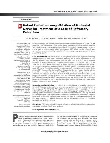 Ultrasound Guided Pudendal Nerve Pulsed Radiofrequency In Patients Wi