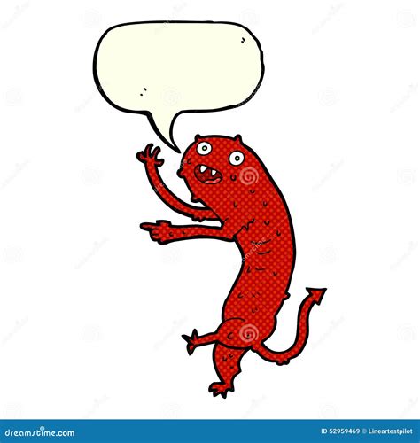 Cartoon Gross Little Monster With Speech Bubble Stock Illustration