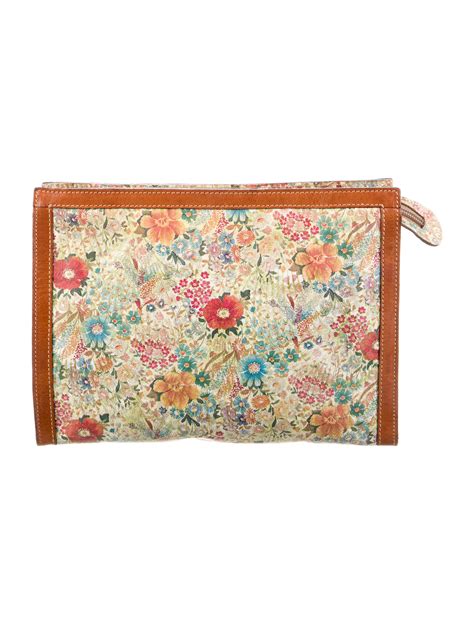 Furla Floral Leather Trimmed Clutch Clutches Handbags Wfu30066
