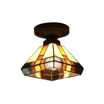 Order online or reserve and collect at your local store. Diamond Shade Stained Glass Tiffany One-light Semi Flush ...