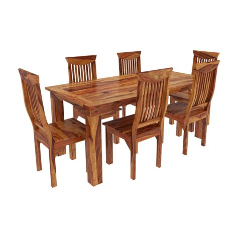 Sharp corners are smoothed as much as possible. Idaho Modern Rustic Solid Wood Dining Table & Chair Set
