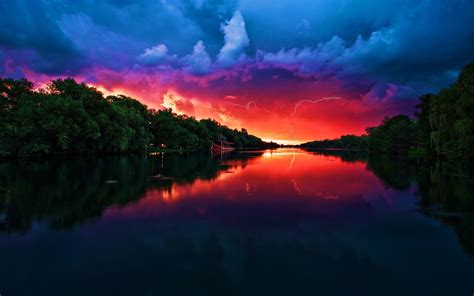 Landscape Sunset Lightning Wallpapers Hd Desktop And Mobile Backgrounds