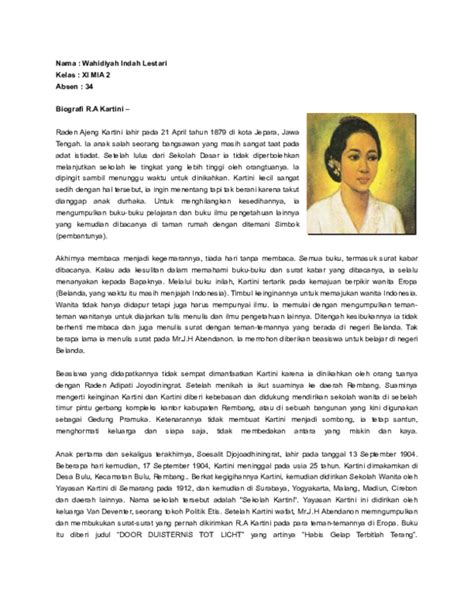Biografi Ra Kartini Wahidiyah Indah